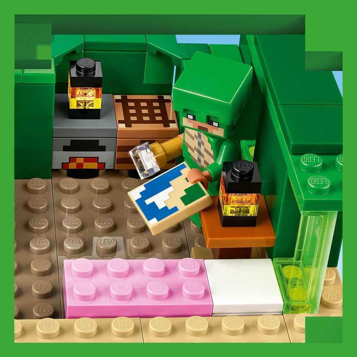 LEGO Minecraft The Turtle Beach House, Toy House with Accessories for Girls and Boys from 8 Years, Set with Animals and Figures from the Video Game, Gift for Gamers 21254