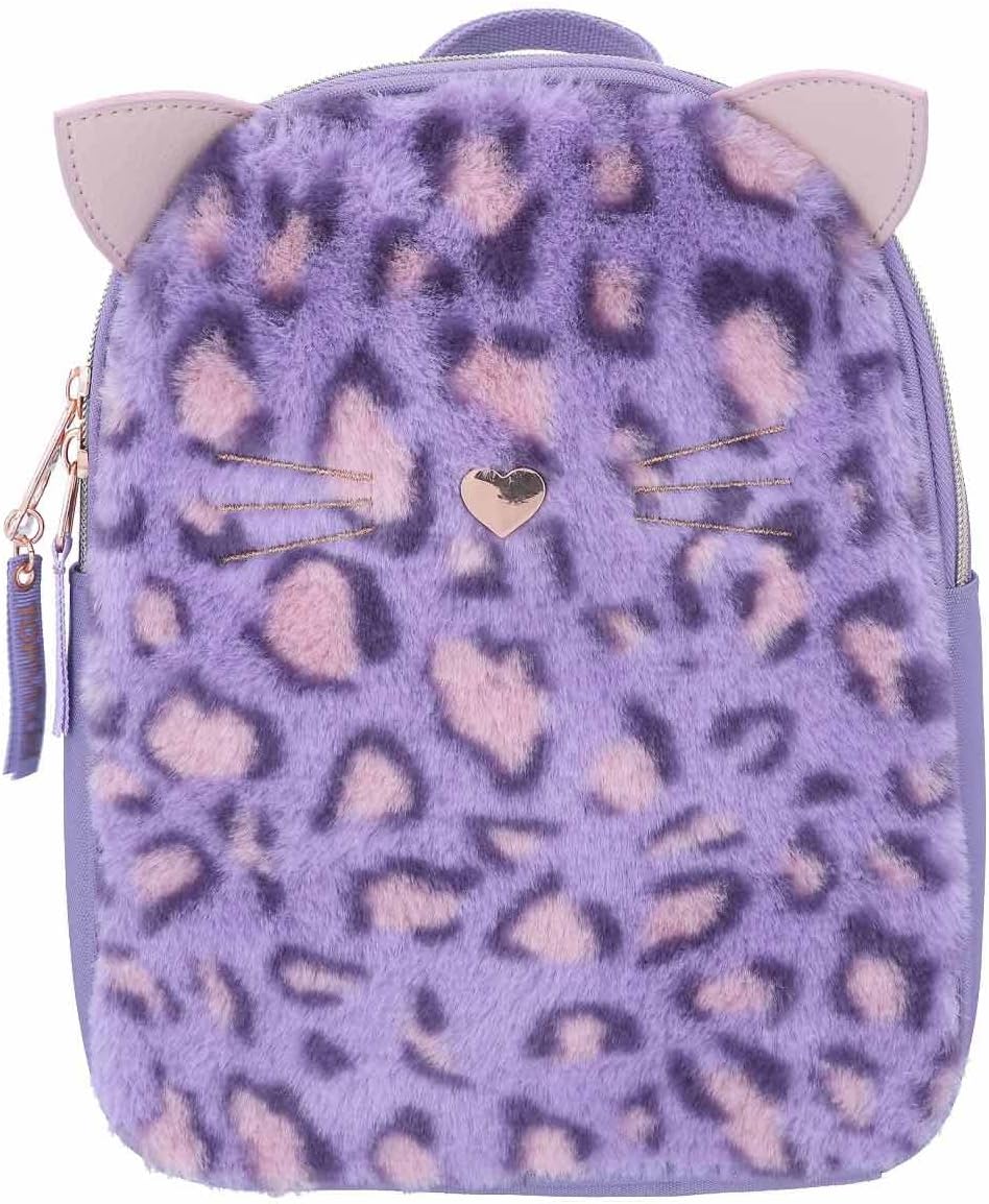 Depesche 12151 TOPModel Lilac Leo Love - Backpack for Children with Leo Pattern in Purple, Plush and Ears, Bag with Adjustable Straps and Pendant, purple