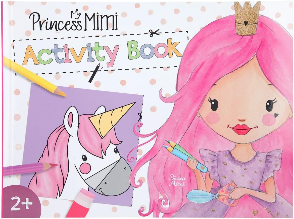 Depesche 12013 Princess Mimi Activity Book with 48 Pages for Crafts and Colouring Many Simple Designs from the Princess World, Colouring Book with Small, Easy-to-Understand Instructions Symbols