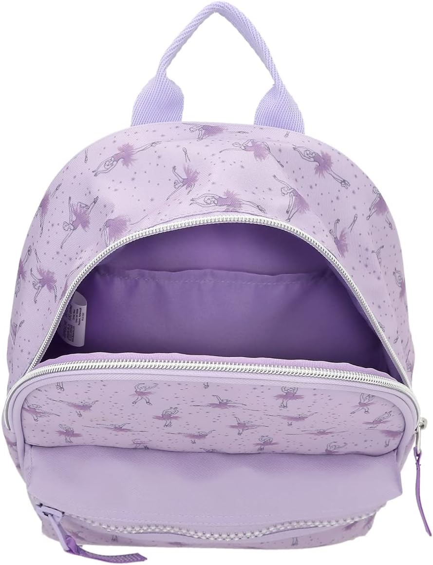 Depesche 12250 TOPModel Purple Ballet Pattern Glitter Zip Backpack for Kids with Adjustable Straps - Multi-Colour