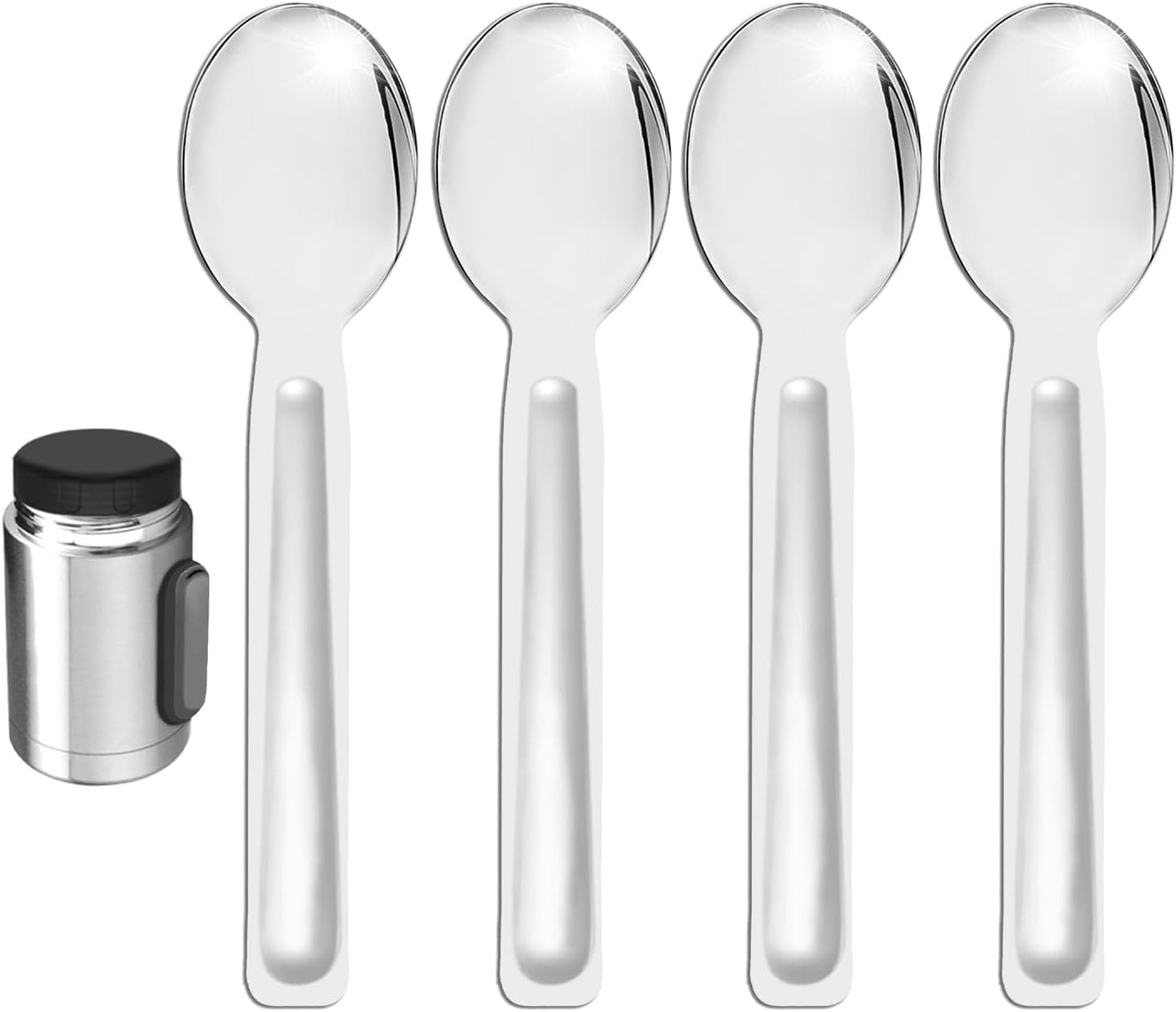 Set of 4 Replacement Spoons Compatible with Stanley 18 oz Food Jars, BPA-Free Stainless Steel Spoon Set, Thermal Mug Spoon for Stanley Classic Legendary Vacuum Insulated Food Jars, 18 oz