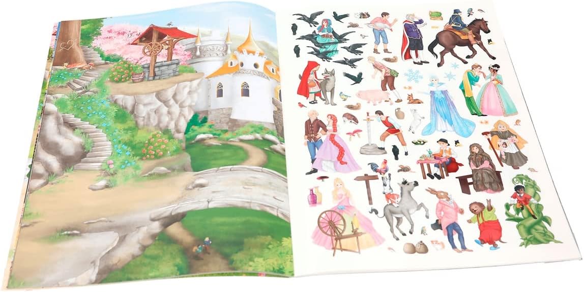 Depesche 11640 Design Your Fairy Tale World Sticker Book with 20 Pages of Fairytale Illustrations to Design Yourself, Includes 6 Pages of Beautiful Stickers, Approx. 33 x 25 x 0.5 cm