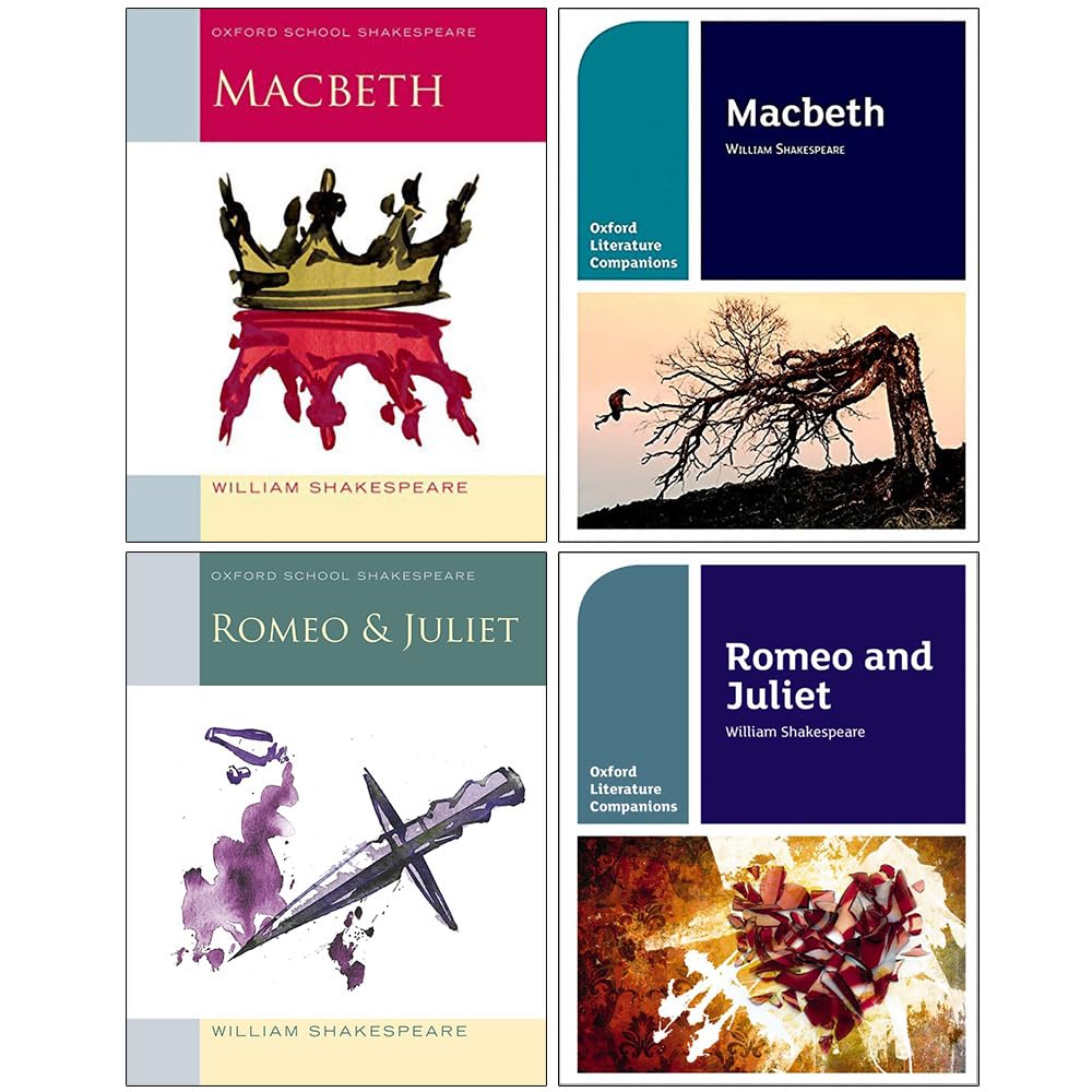 Oxford School William Shakespeare 4 Books Collection Set (Macbeth, Macbeth Oxford Literature Companions and Romeo and Juliet and Romeo and Juliet Oxford Literature Companions)