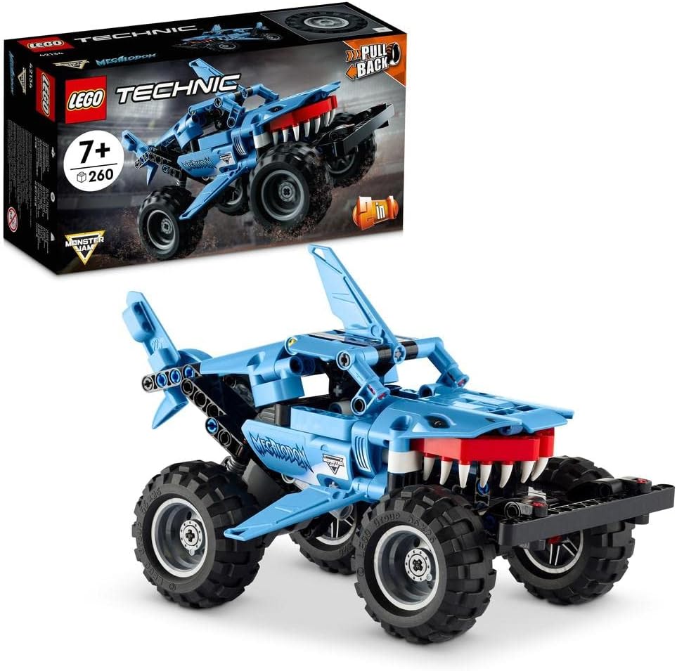 LEGO 42134 Technic Monster Jam Megalodon, toy car from 7 years, shark monster pull-back truck, children's toy