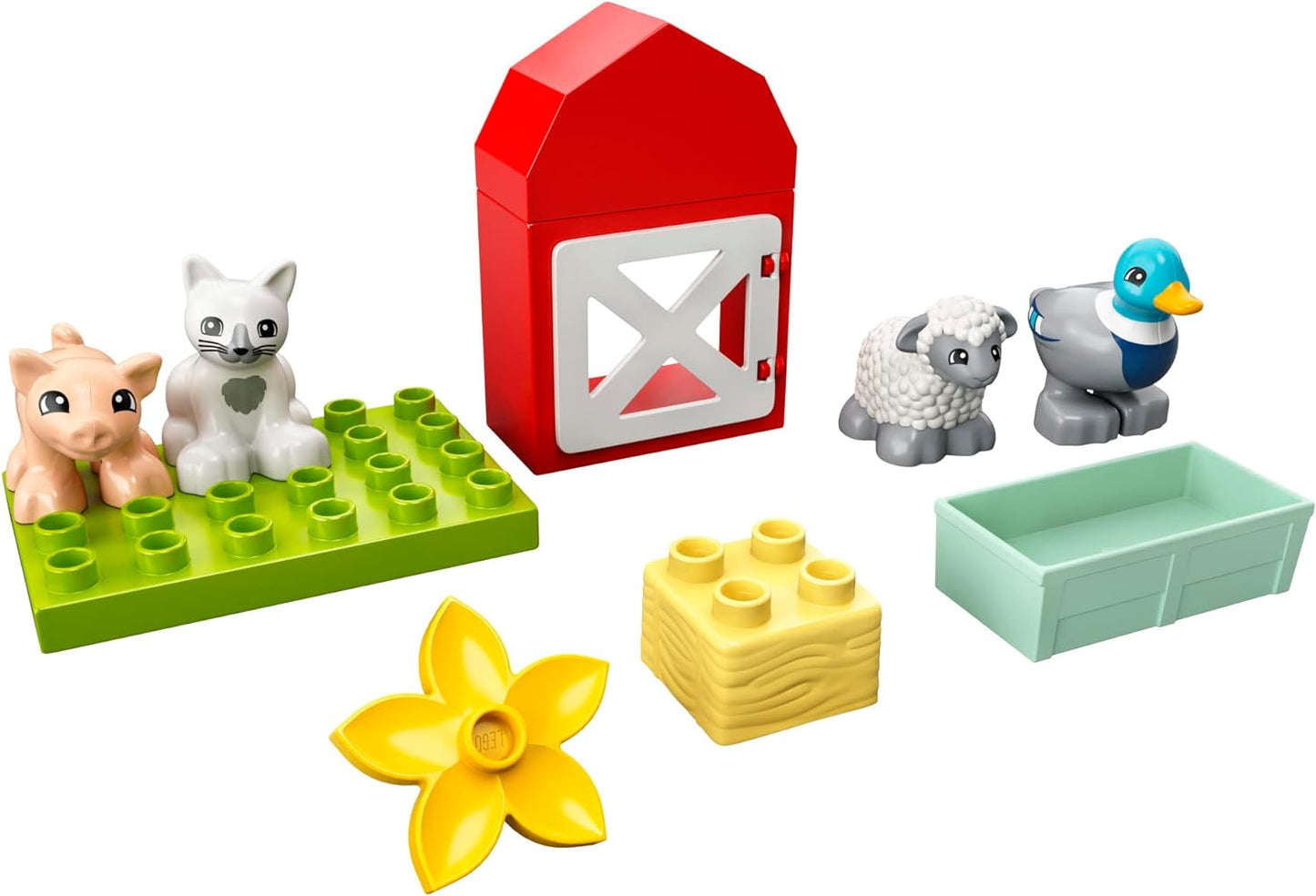 LEGO DUPLO Town Farm Animal Care 10949 Imaginative Build-and-Play Toy for Toddlers; Buildable Farm Playset with 4 Animal Figures - a Duck Toy, Cat Figure, Pig Toy and Sheep Toy, New 2021 (11 Pieces)