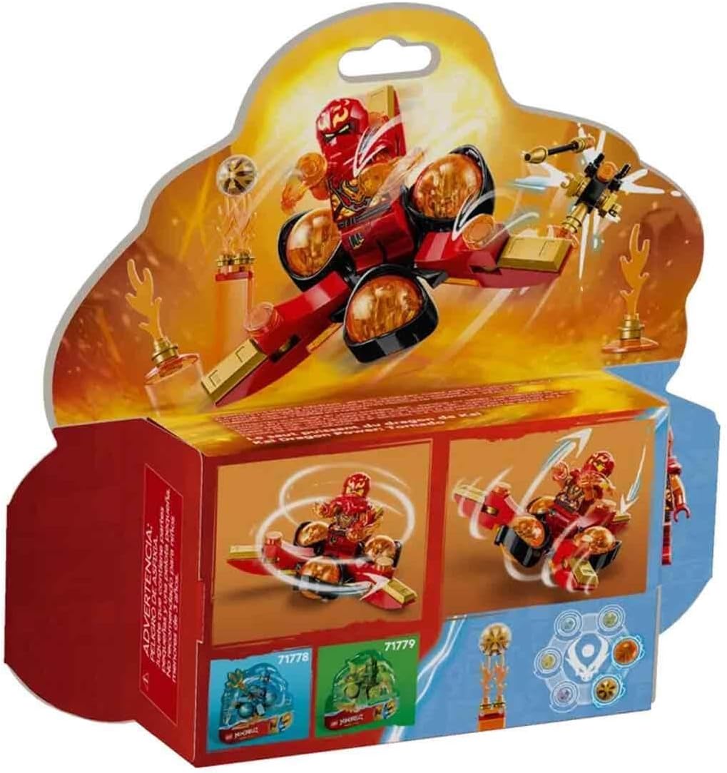 LEGO 71777 Ninjago Kais Dragon Power Spinjitzu Flip Toy, Spinner with Art Pieces, Mini Figure Kai for Collecting, Small Gift for Children from 6 Years