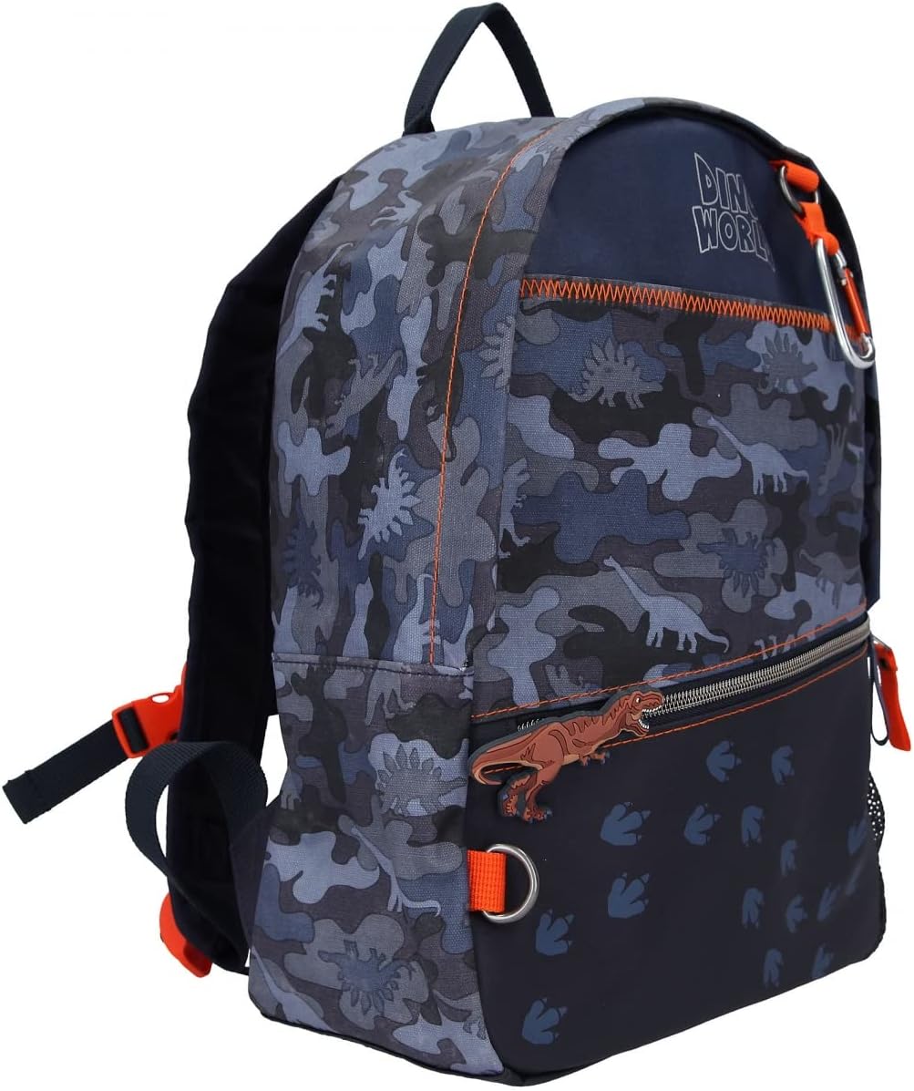 Depesche 11861 Dino World T-Rex Children's Backpack with Dinosaur Motif, Approx. 36 x 28 x 12 cm, with Spacious Main Compartment, Front Compartments, Side Pocket and Chest Strap, black, Rucksack