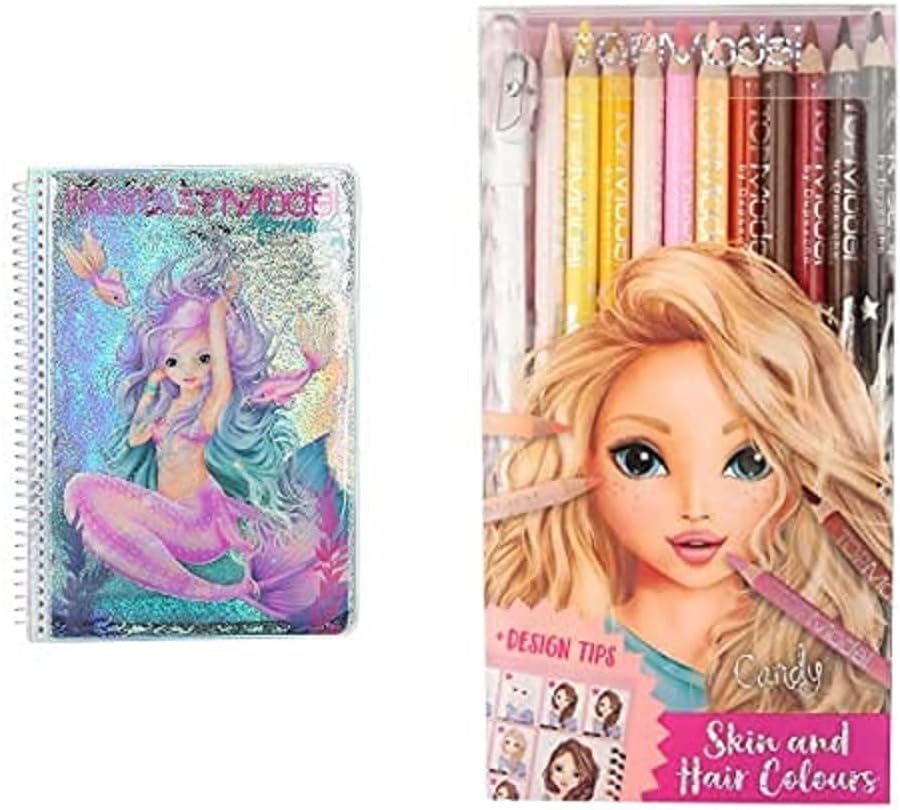 Depesche TOPModel Fantasy 10472 Mermaid Colouring Book 80 Pages Including Sticker Approx. 17 x 23.5 x 1.5 cm