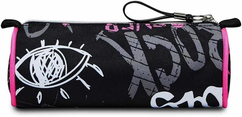 Seven Pencil Case for Stationery, Pen Case, Ballpoint Pens, Kids, Girls & Boys, Primary School, Streetpaint Girl, black, School