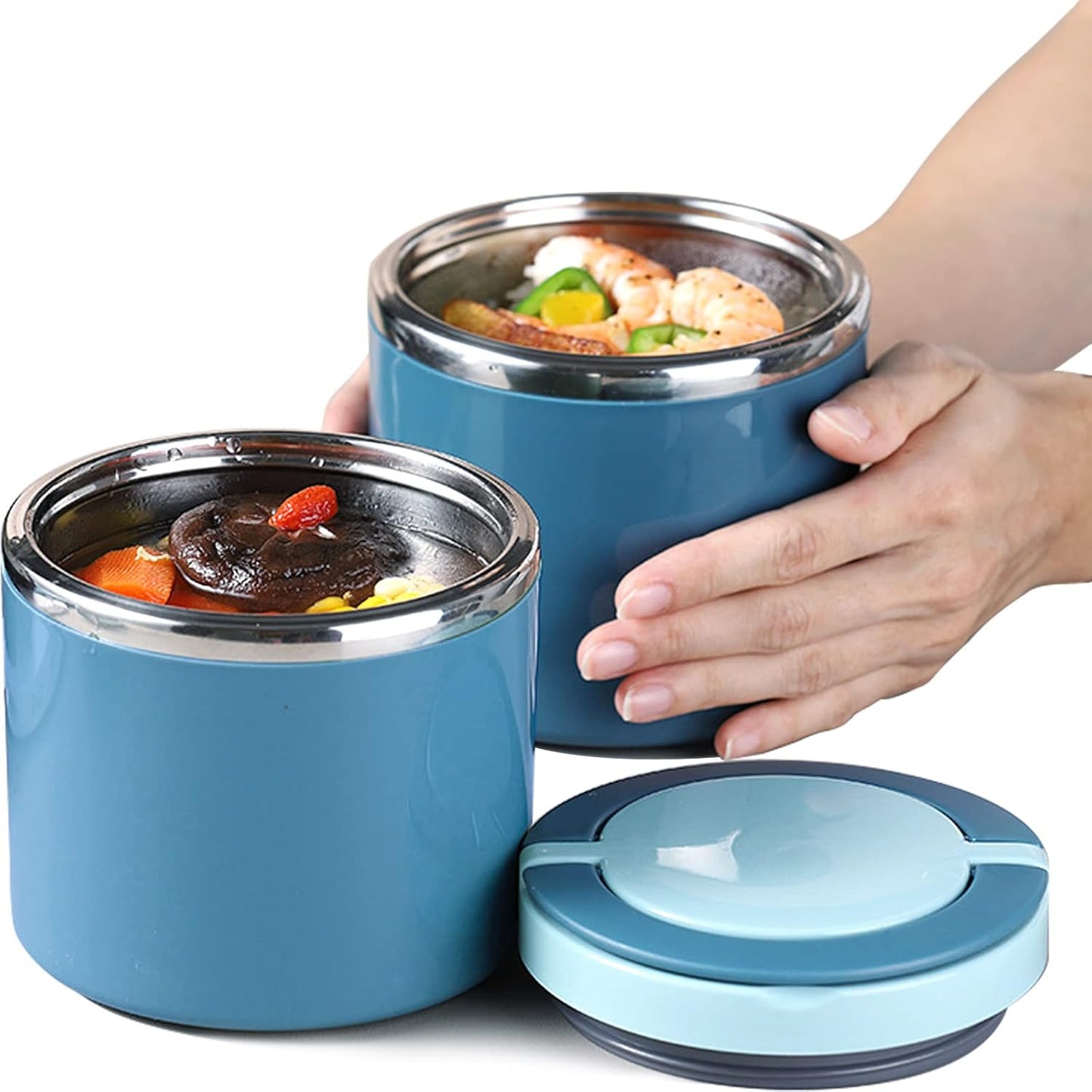 Thermal Container with Handle, 1000 ml Stainless Steel Warming Container for Children, Thermal Lunch Box, Food Container, Warming Box, Practical Cereal Cup for Food, Soups, Baby Porridge