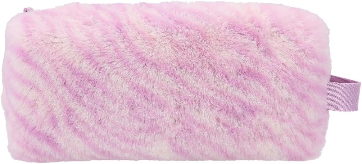 Depesche 12500 TOPModel Fantasy Tiger - Cosmetic Bag Made of Plush Fur in Lavender, Beauty Case with Zip, Black, black