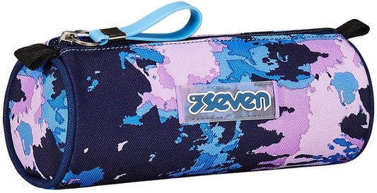 Seven Blue and Pink Pencil Case with One Compartment Zipper Opening Kids Teens Purple School School, Purple, School