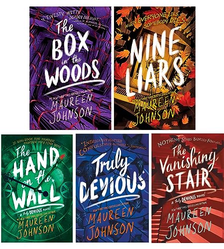 Truly Devious Series 5 Books Collection Set By Maureen Johnson (Truly Devious, The Vanishing Stair, Hand On The Wall, The Box in the Woods, Nine Liars)