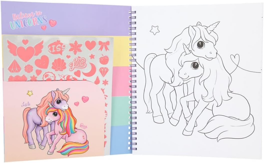 Depesche 11580 Ylvi Colouring Book with Unicorn Sequins, Colouring and Sticker Book with 40 Pages for Colouring and Colouring, Includes Numerous Stickers, Approx. 24 x 20.5 cm