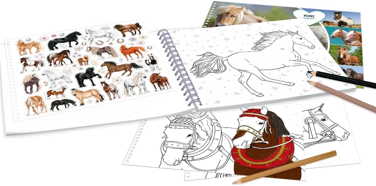 Depesche Miss Melody 12479 Colouring Book with Dreamlike Horse Motifs, 44 Pages, Colouring Book with Many Glitter Stickers