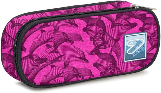 Seven Pencil Case, Pencil Case, Pencil Case for Stationery, Girls & Boys, School and Gymnasium, Pink Dolphin, School & Leisure Time