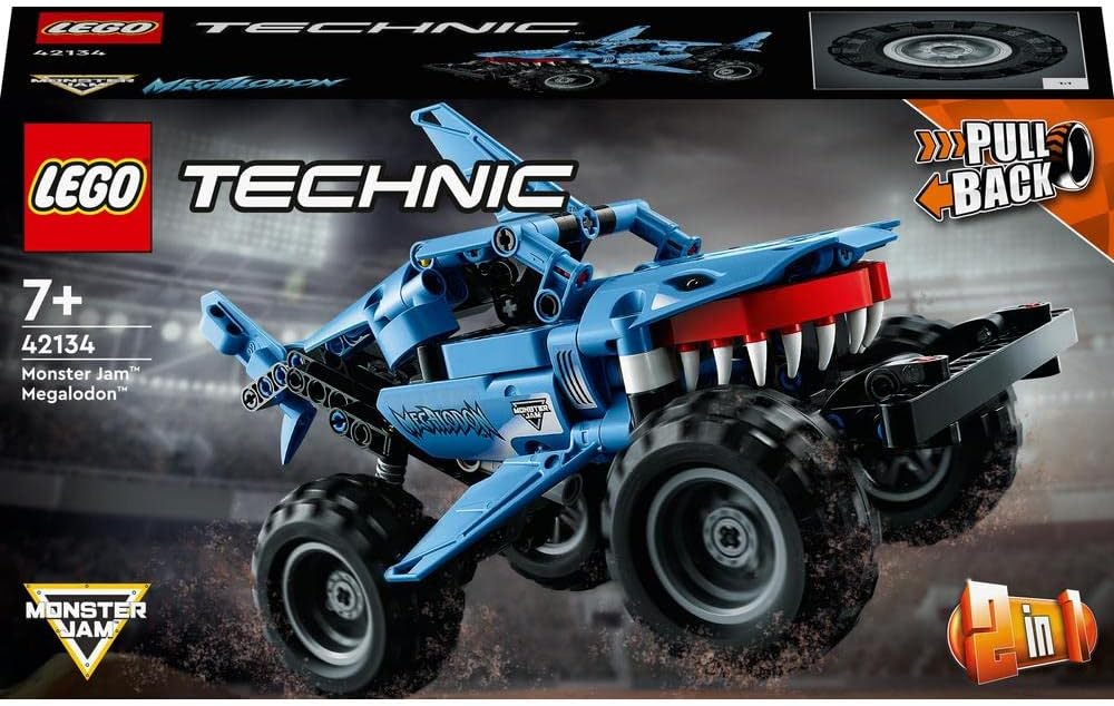 LEGO 42134 Technic Monster Jam Megalodon, toy car from 7 years, shark monster pull-back truck, children's toy