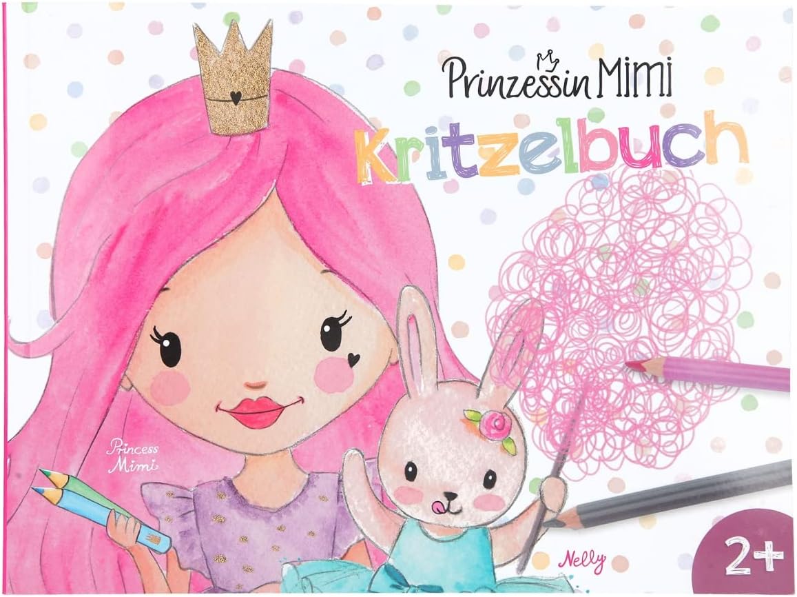 Depesche 12012 Princess Mimi - Doodle Colouring Book with 48 Pages to Design and Complement Many Princess and Pony Motifs, Colouring Book with Pre-Printed Pictures, Small Texts and Painting Tasks