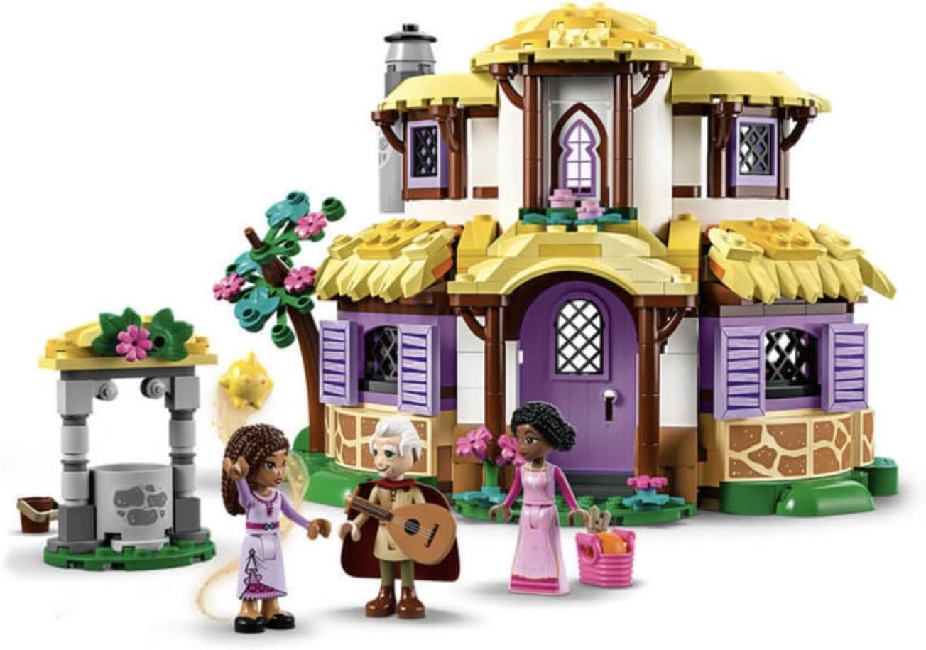 LEGO 43231 Disney Wish Asha's House Set, Opening Toy Dollhouse from the Wish Movie with Asha, Sakina and Sabino Mini Dolls and Star Figure, Kids, Girls and Boys