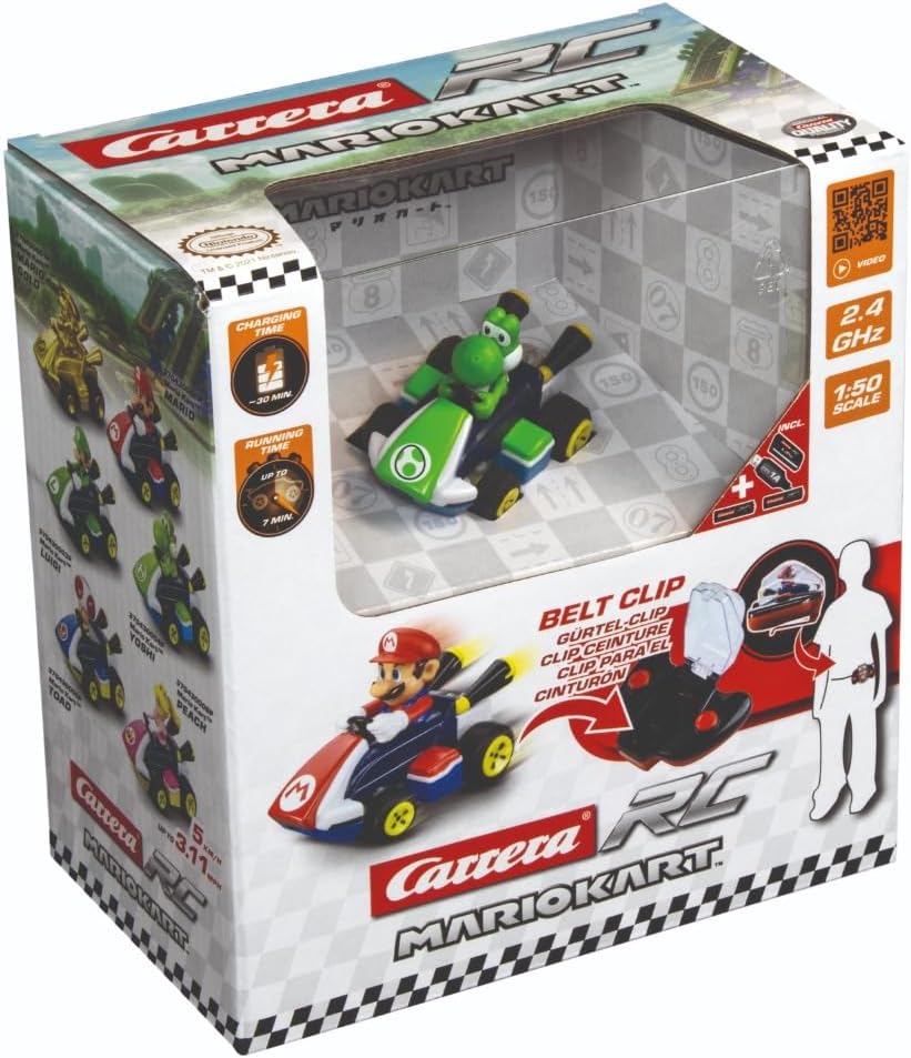 Carrera RC Mario Kart Mini RC Yoshi I For Children and Adults, Boys & Girls I Unique Original Licence I Instant Driving Fun with Ready to Run I Authentic Mario Kart Experience