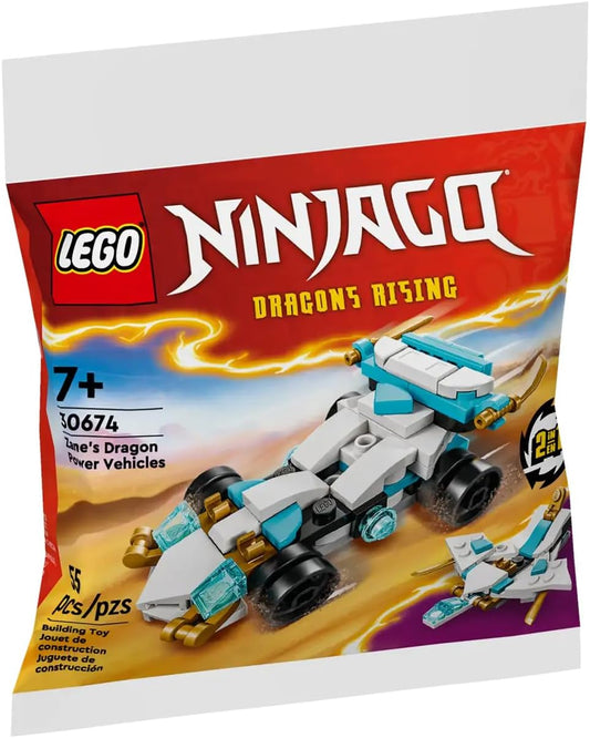 Lego Ninjago Zane's Dragon Power Vehicles 30674 Polybag, 55 Pieces, 2-in-1 Construction Set, Dragons Rising Collection, STEM Toy for Children from 7 Years