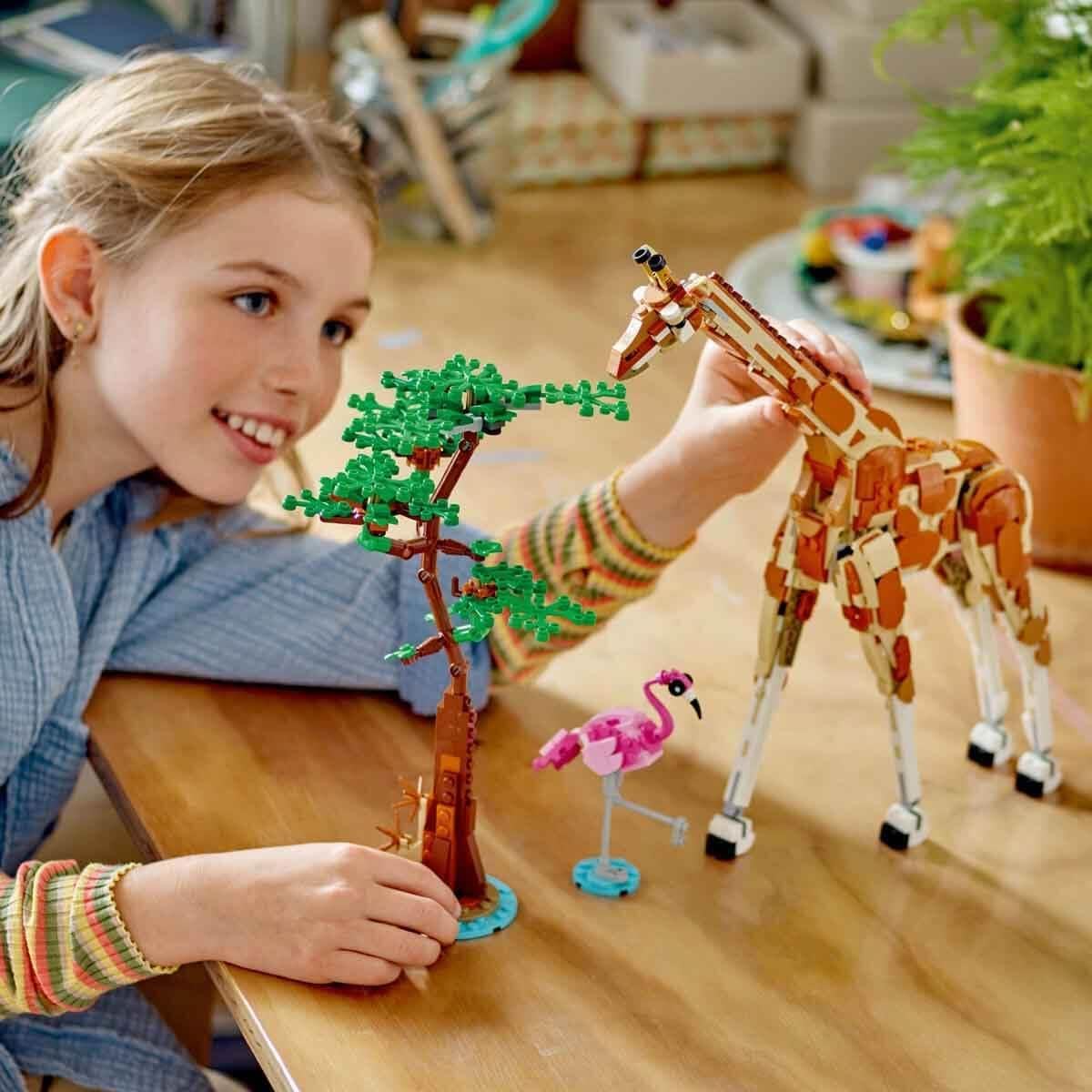 LEGO Creator 3-in-1 Animal Safari, Creative Set with Animal Figures, 3 Building Options: Toy Giraffe, Gazelles and Lion, Toy Animals for Girls and Boys, Nature Gift for Children from 9 Years 31150