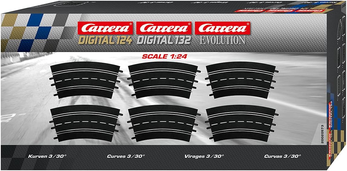 Carrera 132/124 20573 Kurve 3/30°, 6 Stück