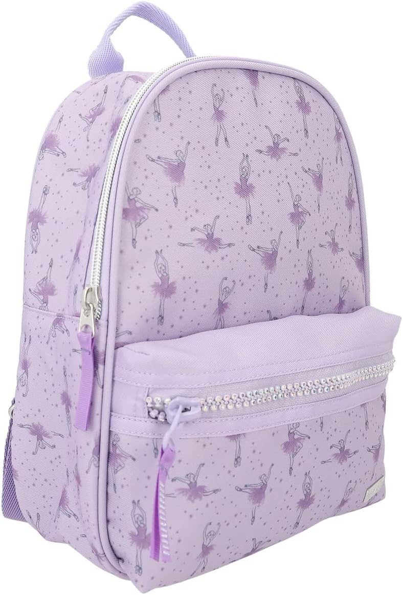 Depesche 12250 TOPModel Purple Ballet Pattern Glitter Zip Backpack for Kids with Adjustable Straps - Multi-Colour