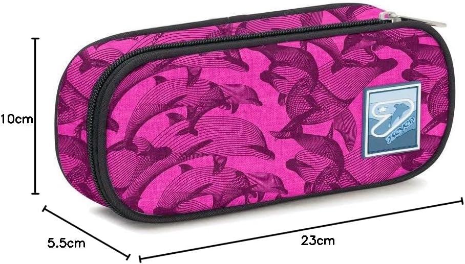 Seven Pencil Case, Pencil Case, Pencil Case for Stationery, Girls & Boys, School and Gymnasium, Pink Dolphin, School & Leisure Time