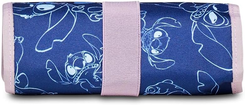 Colouring Pencil Roll - Stitch My Alien Pal - Disney Blue - Contents 30 Pieces - School Pencil Case Complete with Pencils, Felt Tip Pens etc - Pen Holder for School, Navy, Taglia Unica, School, navy,