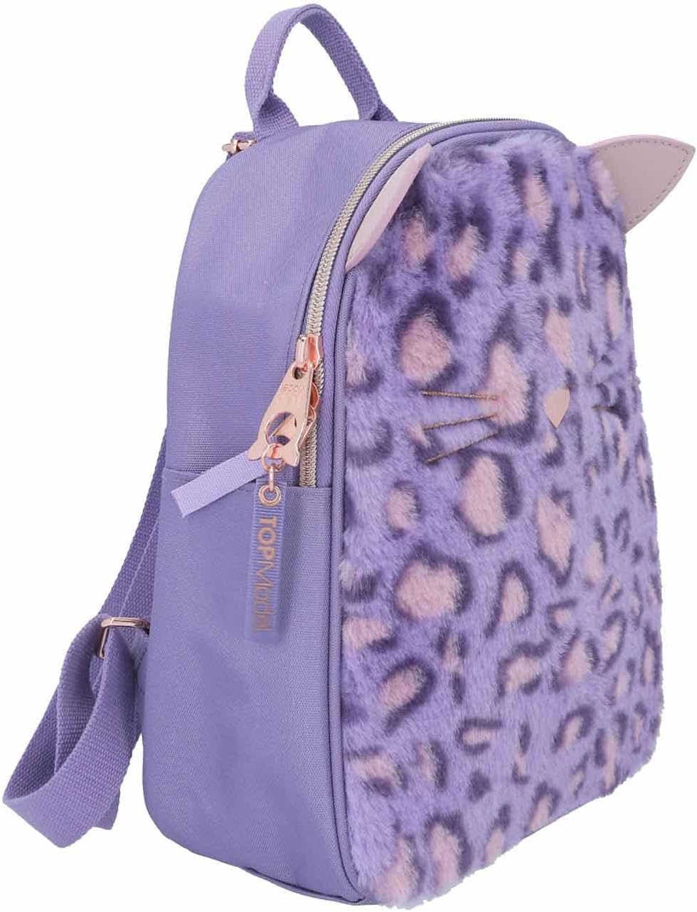 Depesche 12151 TOPModel Lilac Leo Love - Backpack for Children with Leo Pattern in Purple, Plush and Ears, Bag with Adjustable Straps and Pendant, purple