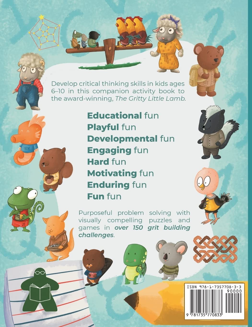 Logic Workbook for Gritty Kids: Spatial reasoning, math puzzles, word games, logic problems, activities, two-player games. (The Gritty Little Lamb ... & STEM skills in kids ages 6, 7, 8, 9, 10.)