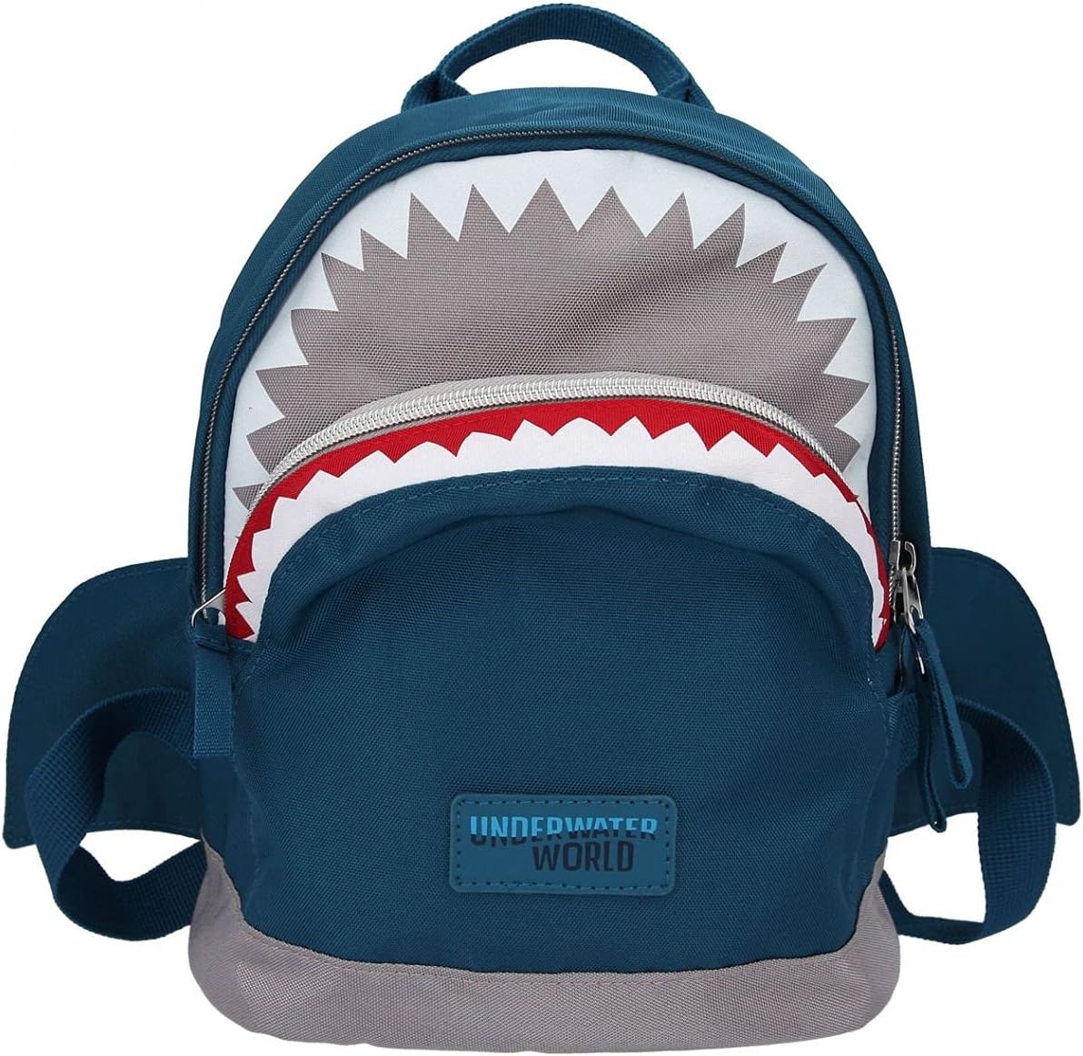 Depesche 10460 Dino World Underwater Children's Backpack in Shark Shape, Approx. 27 x 22 x 11 cm, with Spacious Main Compartment, Front Compartment, Side Pocket and Chest Strap