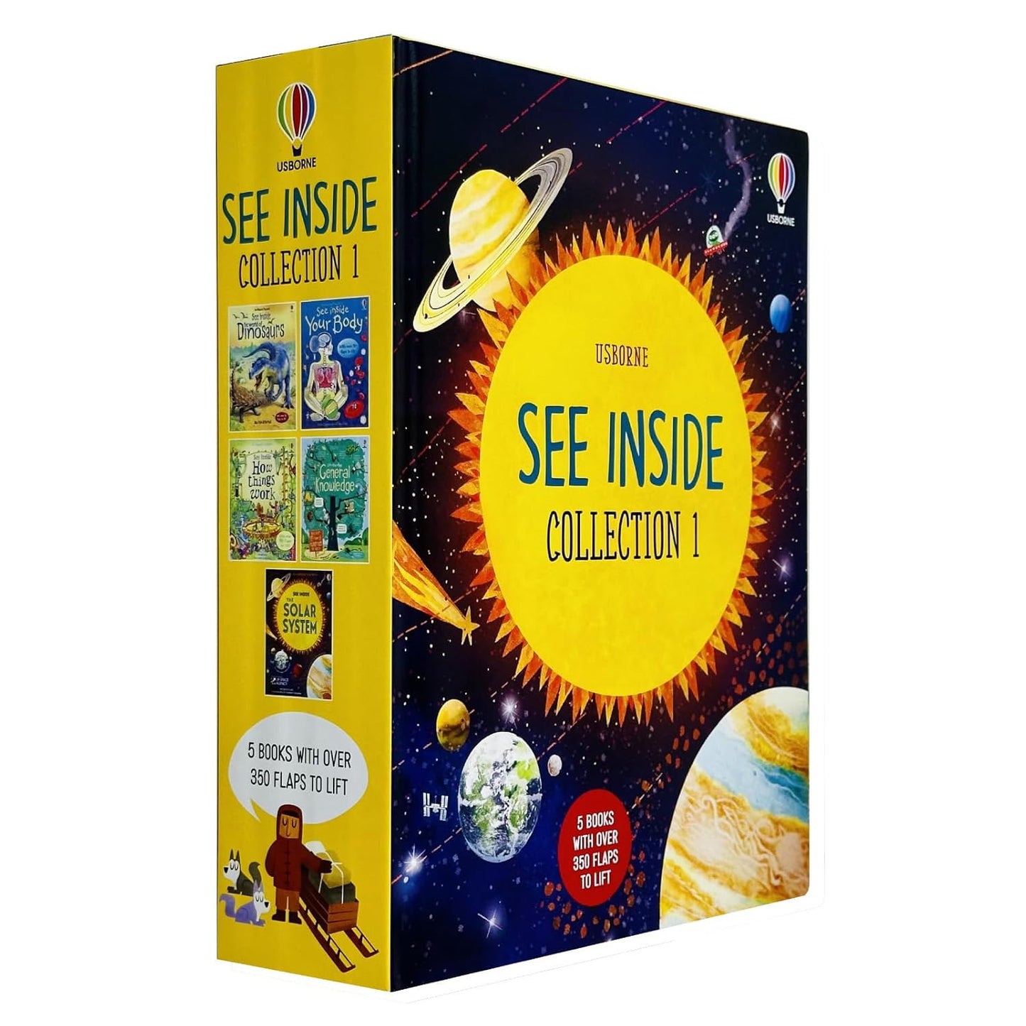 Usborne Lift the Flap See Inside 5 Books Collection Set With Over 350 Flaps To Lift (See inside The World of Dinosaurs, See Inside Your Body, How Things Work, General Knowledge & the Solar System)