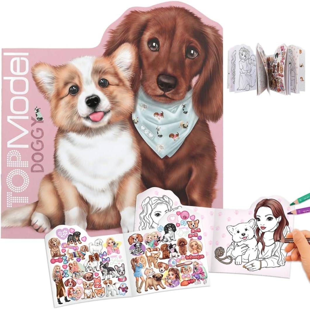 Depesche 12714_A Top Model Colouring and Sticker Book Kitty and Doggy Purple 1250072