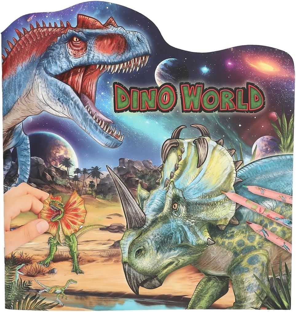 Depesche Dinosaurs 13354 Dino World Colouring and Sticker Book