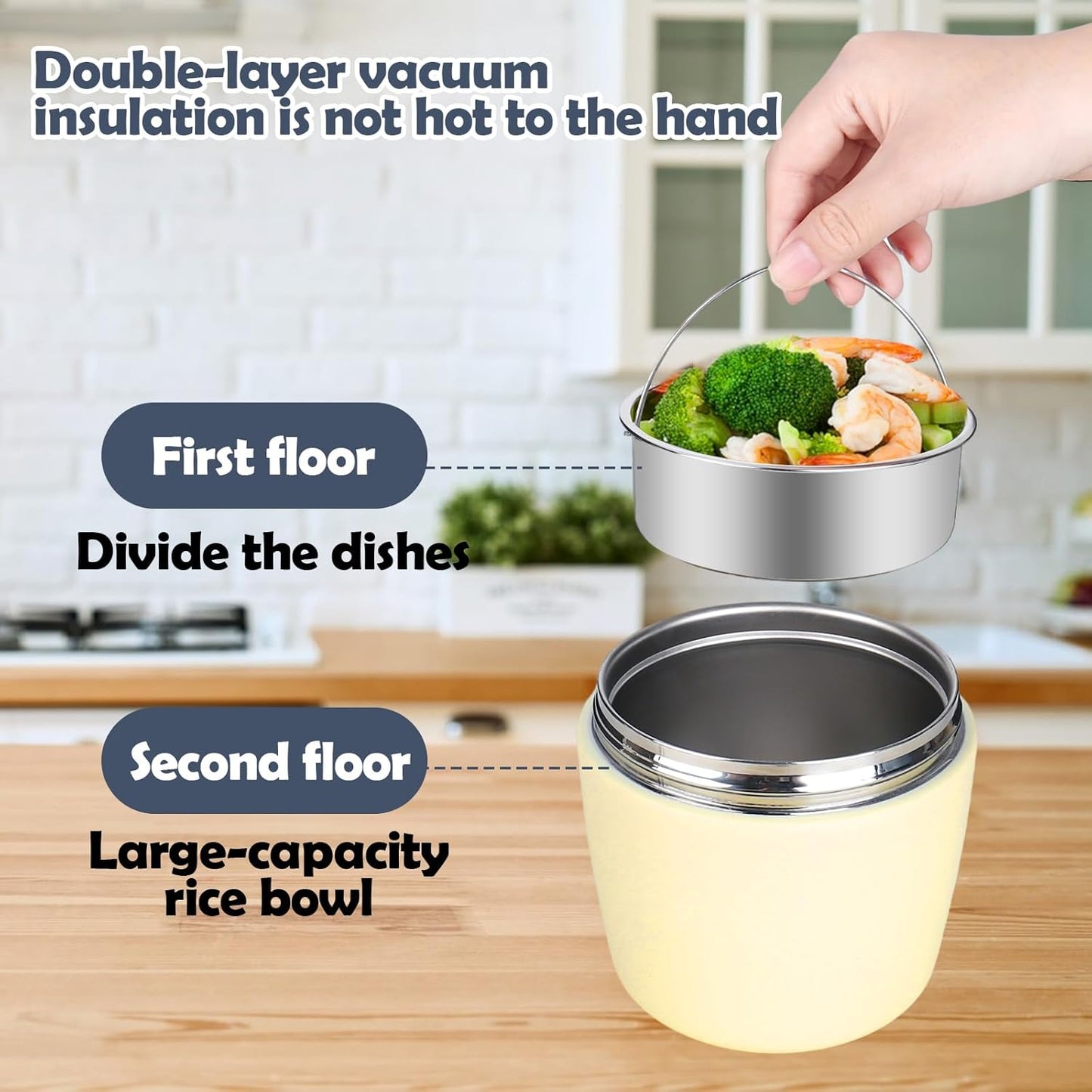 CTDMJ Thermal Container for Food, 1200 ml Thermal Bowl with Folding Spoon, Stainless Steel Warming Container, Wide Mouthed Vacuum Warming Bowl for Meals, Keep Food Warm and Cold