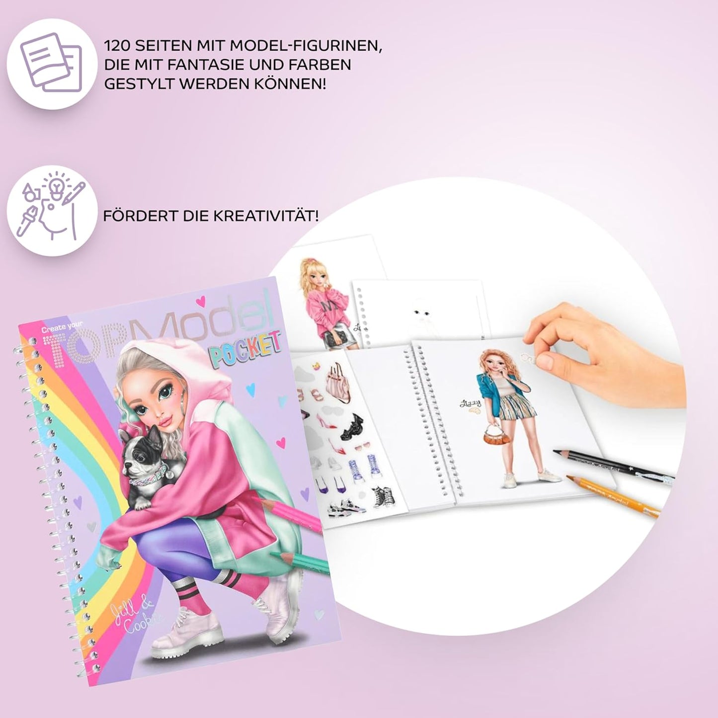 TOPModel Creative Set: Face Glitter and Pocket Colouring Book