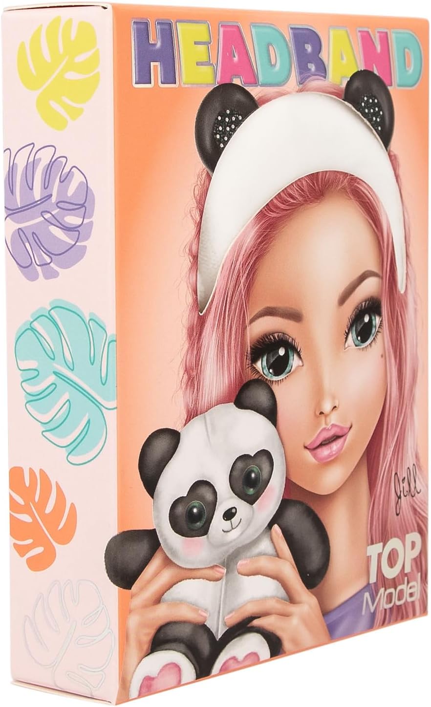 Depesche 12823 TOPModel Beauty and Me Cosmetic Hair Band Soft Material White with Black Panda Ears Headband for Skin Route