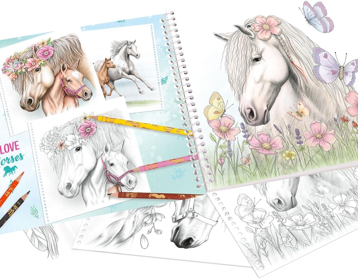 Depesche Miss Melody 12469 Special Colouring Book with 20 Dreamlike Horse Motifs for Painting with Pens or Delicate Watercolours