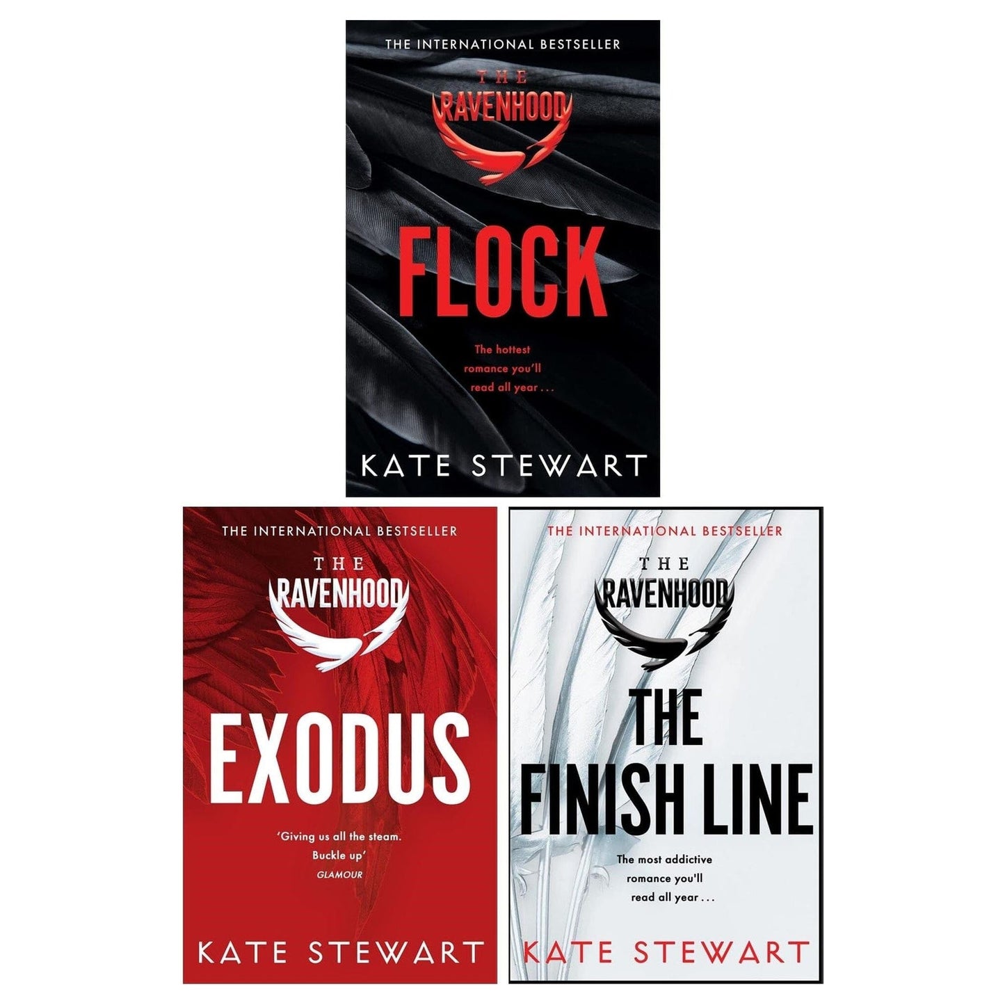 The Ravenhood Series By Kate Stewart 3 Books Collection Set (Flock, Exodus, The Finish Line)