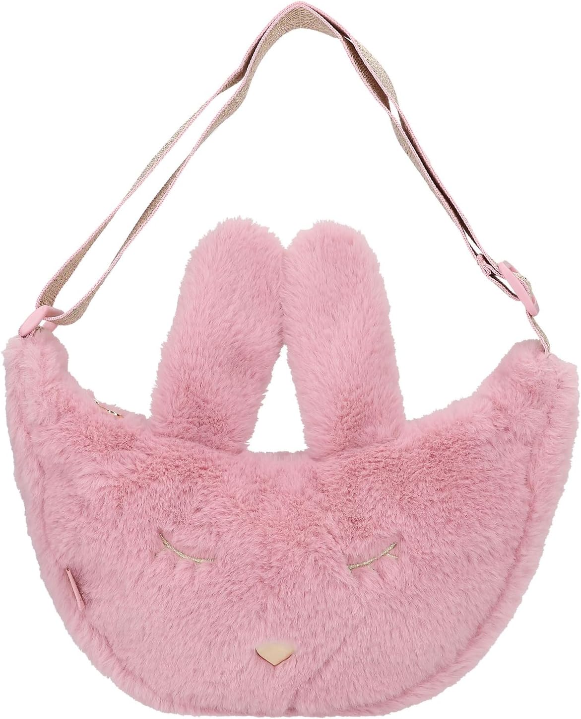 Depesche 12866 Princess Mimi Bunny Ballet Small Shoulder Bag in Pink with Plush Rabbit Ears and Face Bag with Adjustable Shoulder Strap