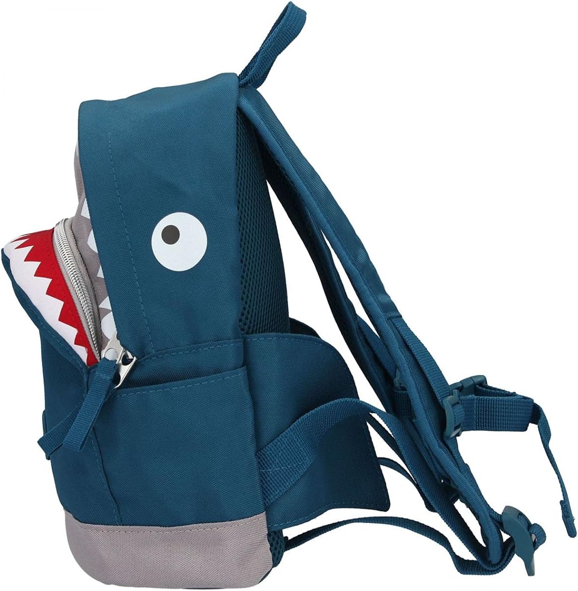 Depesche 10460 Dino World Underwater Children's Backpack in Shark Shape, Approx. 27 x 22 x 11 cm, with Spacious Main Compartment, Front Compartment, Side Pocket and Chest Strap