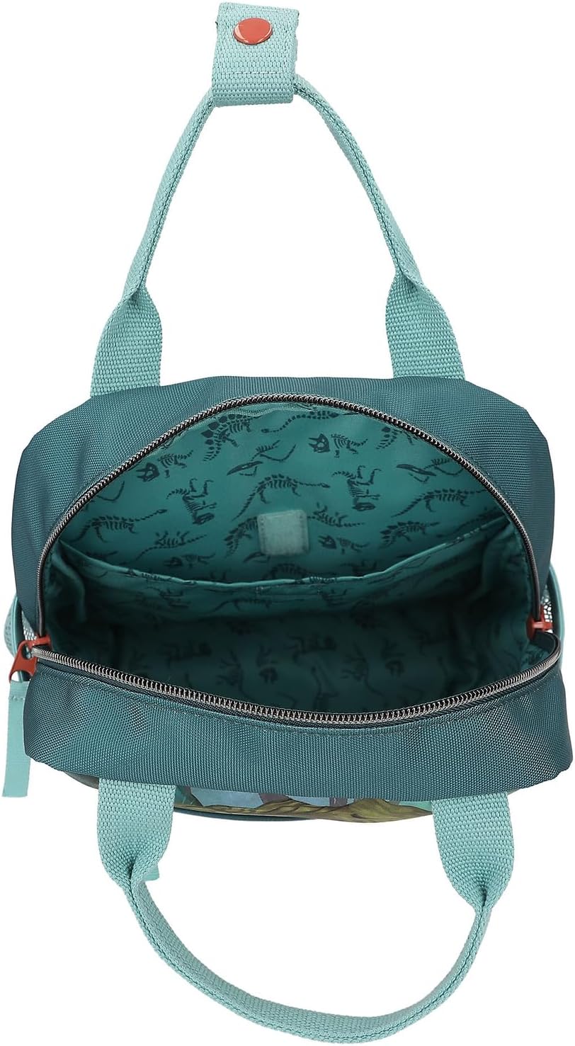 Depesche 11778 Dino World Danger Backpack for Children in Dark Green with Trex Motif, Bag with Adjustable Straps and Side Pockets