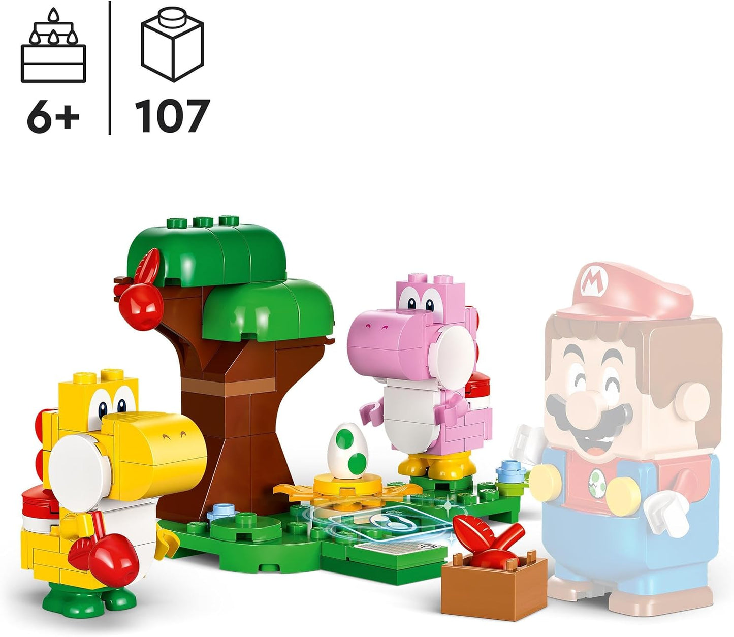 LEGO Super Mario Yoshi's Wild Forest Expansion Set, Toy with 2 Yoshi Figures Made of Stones for Boys and Girls, Small Gift for Children and Gamers from 6 Years 71428