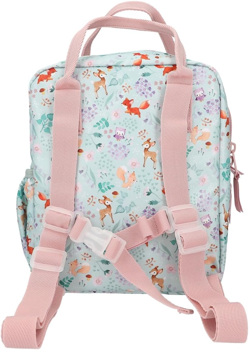 Depesche 12572_A Princess Mimi Wild Forest Backpack in Green and Pink with Forest Animals, Bag with Zip