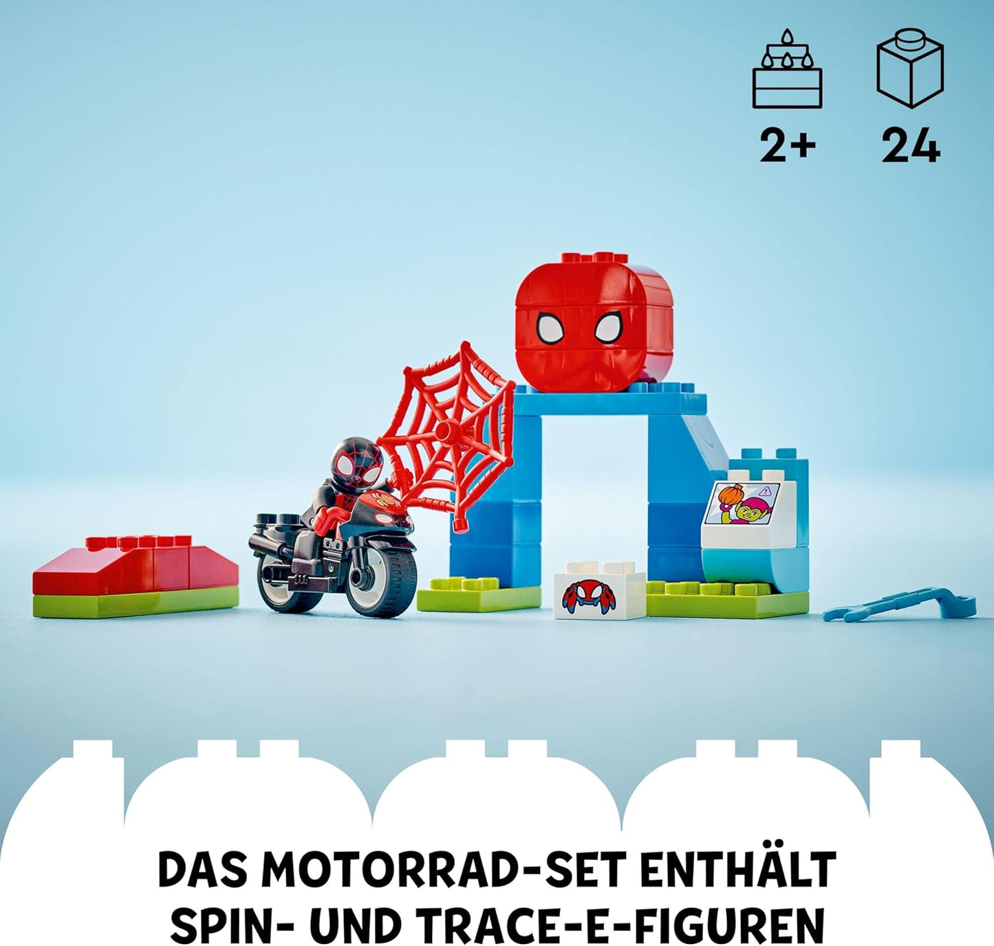 LEGO DUPLO Marvel Spins Motorcycle Adventure, Fantasy Playset for the TV Series Spidey and His Super Friends, Educational Toy for Building and Rebuilding for Toddlers from 2 Years 10424