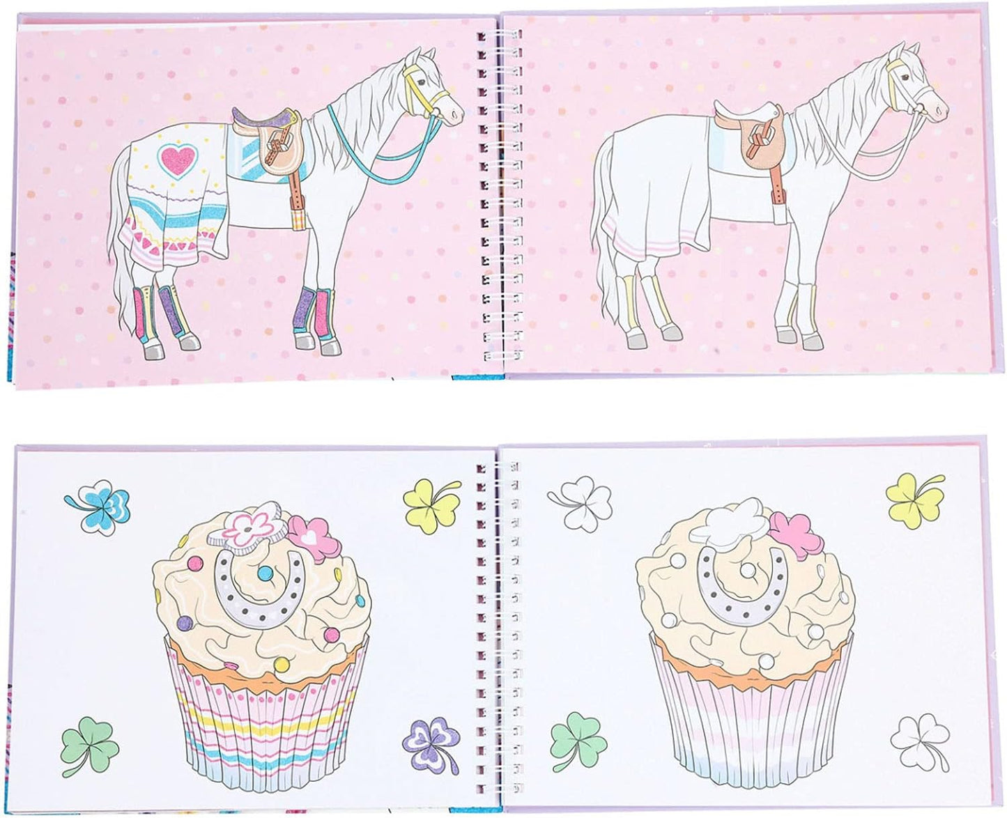 Depesche 8590 Miss Melody - Glitter Doodle Book, Colouring Book with 6 Glitter Pens and Stickers, Approx. 22.5 x 16.5 cm, Colouring Book with Pre-Printed Horse Motifs