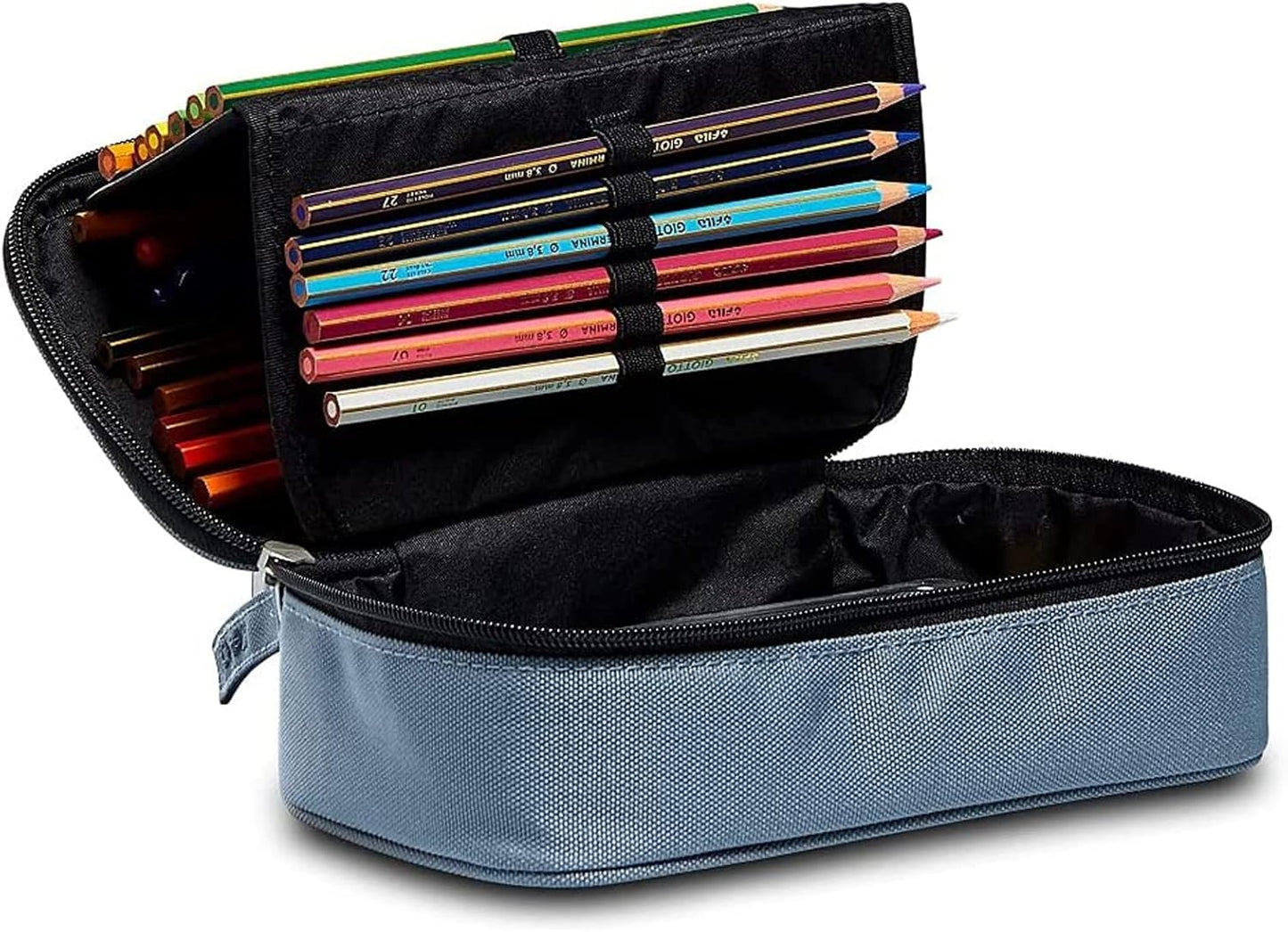 Seven Pencil Case with 3 Zips, Grey, Taglia Unica, Pencil Case, gray, pencil case