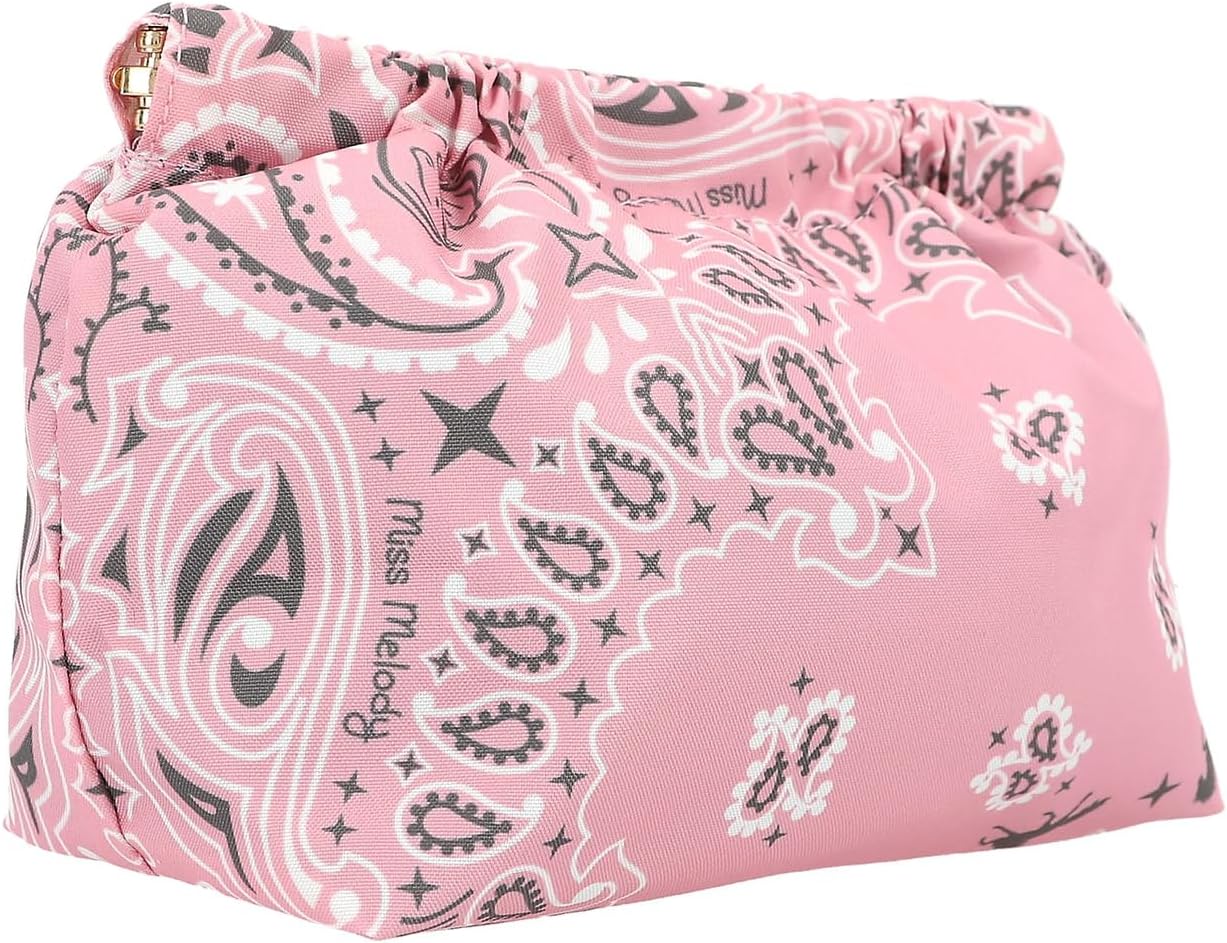 Depesche 12872 Miss Melody Bandana - Cosmetic Bag in Pink and with Bandana Pattern, Bag with Clasp Closure